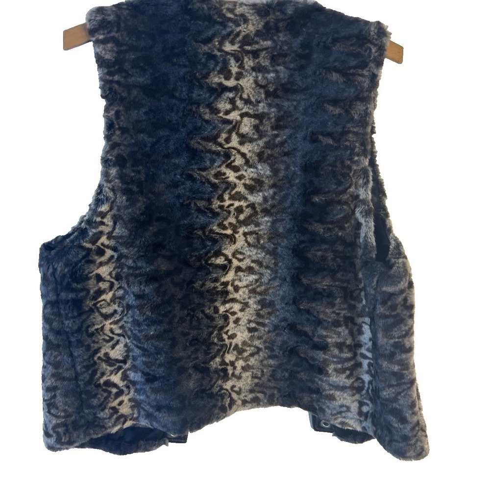 Vtg Y2K Mob Wife Cache Faux Fur Vest Women L Rhinestone Festival Rave Party - Picture 2 of 9